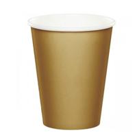 Feest bekertjes - 24x st - goud - 266 ml - karton - verjaardag feestbekers - bekers