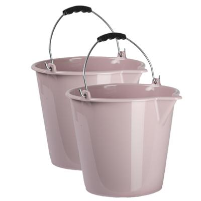 Emmer - 2x stuks - oud roze - 9 liter - schoonmaak emmer - met schenktuit