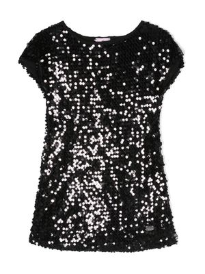 Chiara Ferragni Kids robe à sequins - Noir