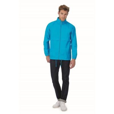 B&C Windbreaker - sirocco windjas - turquoise blauw - heren met capuchon