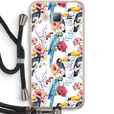 Bloemen tukan: Samsung Galaxy J3 (2016) Transparant Hoesje met koord