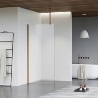 Fortifura Galeria inloopdouche - 40x200cm - mat glas - plafondarm - Geborsteld koper PVD (Koper) SW797921/SW876702/SW876705