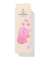 HEMA Draadloze Muis En Muismat Bloemen Roze