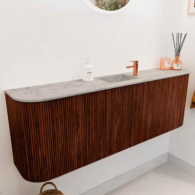 Toiletmeubel Mondiaz Joya Dlux | 123.2 cm | Meubelkleur Ruby | Faye wastafel Glace Wasbak Midden | 1 kraangat