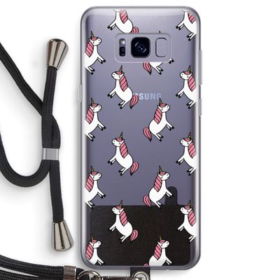 Eenhoorns overal: Samsung Galaxy S8 Transparant Hoesje met koord