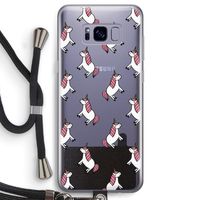 Eenhoorns overal: Samsung Galaxy S8 Transparant Hoesje met koord