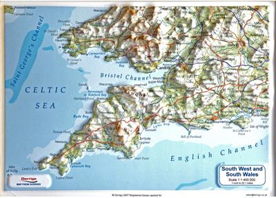 Reliëfkaart Engeland Zuidwest in gift box | 30 x 22 cm | Dorrigo