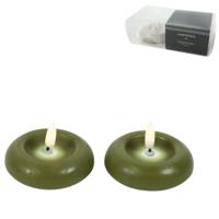 Countryfield led drijfkaars lyon vlameffect groen 7,5 cm set van 2 | 12 stuks
