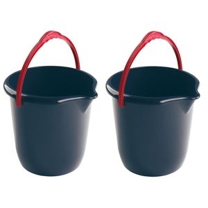 4x Donkerblauwe schoonmaakemmers/huishoudemmers 10 liter 28 cm