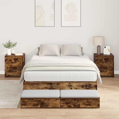Opbergbedframe Gerookt eiken 236.5 x 120 x 31.5 cm Bewerkt hout