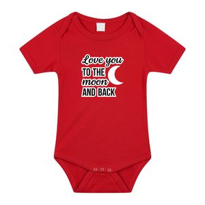 Love you to the moon cadeau baby rompertje rood jongen/meisje 92 (18-24 maanden)  -