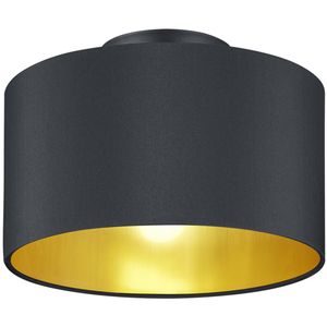 LED Plafondlamp - Plafondverlichting - Trion Hostons - E14 Fitting - Rond - Mat Zwart - Aluminium