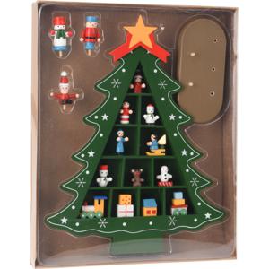 Decoratie kerstboompje - groen - met ornamenten - H30,5 cm - hout