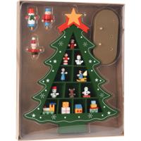 Decoratie kerstboompje - groen - met ornamenten - H30,5 cm - hout - thumbnail