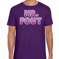 Bellatio Decorations verkleed t-shirt voor heren - Mr. Fout - paars - carnaval 2XL  -