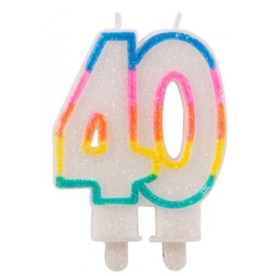 Folat Taartkaarsjes 40 jaar - multicolor - verjaardag/jubileum - glitter