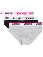 Moschino lot de trois slips à bande logo - Gris