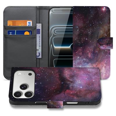 Book Case Hoes Apple iPhone 17 Pro Heelal Design PU Leer Grijs