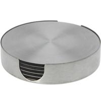 Onderzetters voor glazen - RVS - set van 6x - rond - diameter 10 cm - thumbnail