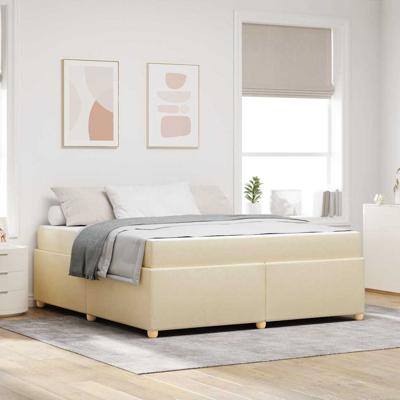 Bedframe met matras Crème 180 x 200 cm Stof