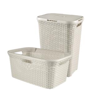 Curver Style Wasmand met Deksel 60L + Wasmand 45L - Wit