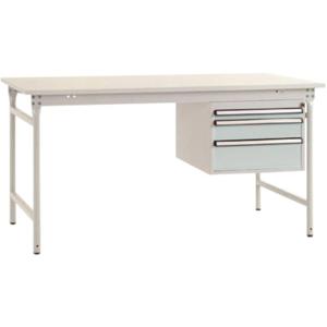 Manuflex BB5261.7035 Compleet bijzettafel basis stationair met melamine schijf + behuizing onderbouw, bxdxh: 1000 x 800 x 780 mm Grijs-wit (RAL 7035)