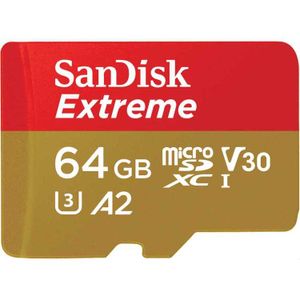 SanDisk Extreme microSDXC 64 GB geheugenkaart UHS-I U3, Class 10, V30, A2, incl. Adapter