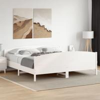 Bedframe zonder matras massief grenenhout wit 200x200 cm