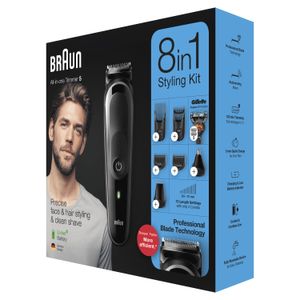 Braun MGK5260 8-in-1 Trimmer, Baardtrimmer Voor Mannen, Gezichts- En Haartrimmer, Zwart/Grijs