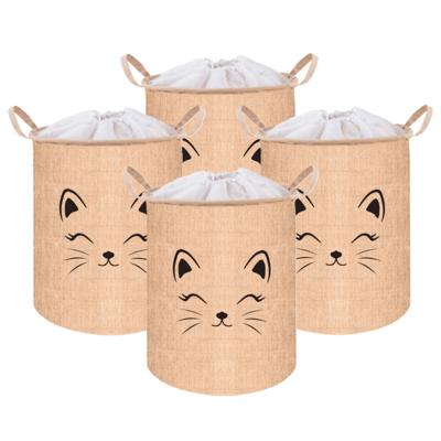 Kruzzel Speelgoedmand - 4x - beige - 42L - 32 x 43 cm - opbergmand - organizer