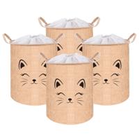 Kruzzel Speelgoedmand - 4x - beige - 42L - 32 x 43 cm - opbergmand - organizer