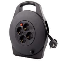 Kabelhaspel brasq 4 voudig 15 meter zwart