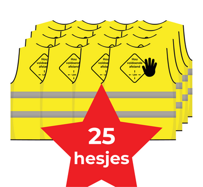 Houd 1,5 meter afstand hesje - Voordelige keuze - 25 hesjes Houd 1,5 meter afstand hesje - Voordelige keuze - 25 hesjes