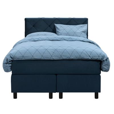 Leen Bakker - Boxspring Liv Geruit - 120x200 Cm - Ronde Poot - Stof/Velvet - Blauw