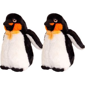 Keel Toys pluche keizers pinguin knuffeldier - 2x - wit/zwart - staand - 20 cm