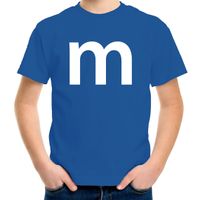 Letter M verkleed/ carnaval t-shirt blauw voor kinderen - thumbnail