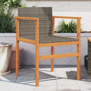 Tuinstoelen 2 st poly rattan en massief hout grijs