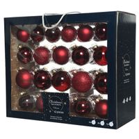 42x Donkerrode glazen kerstballen 5-6-7 cm mat/glans/glitter - thumbnail
