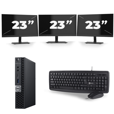 Dell Optiplex 7060 Micro USFF - Intel Core i7-8e Generatie - 16GB RAM - 256GB SSD - Windows 11 + 3x 23 inch Monitor