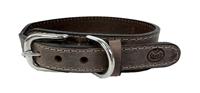 SAZZZ HALSBAND HOND BOHO VINTAGE LEER BRUIN 32-39X3 CM