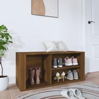 Schoenenkast 100x35x45 cm bewerkt hout bruin eikenkleur