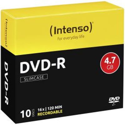 1x10 Intenso DVD-R 4.7GB 16x Speed. Slimcase