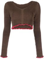 Jacquemus pull crop La maille Santon - Marron - thumbnail