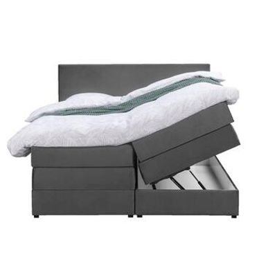 Boxspring met opbergruimte Liv egaal - grijs - 160x200 cm - Leen Bakker