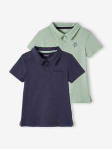 Set van 2 effen polo's voor jongens met korte mouwen set blauw