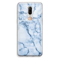 Blauw marmer: OnePlus 6 Transparant Hoesje