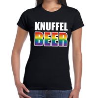 Knuffel beer gay pride tekst/fun shirt zwart dames 2XL  -