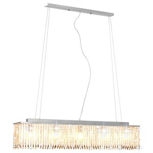 The Living Store Hanglamp Crystal 104 x 145 cm - E14 Fitting - 5 fittingen - Zilver lichtframe - Kunststof lampenkap -