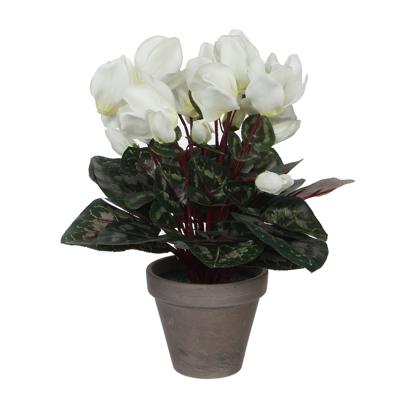 Mica Decorations Kunstplant - cyclaam - wit - in pot - 30 cm