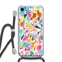 Watercolor Brushstrokes: iPhone XR Transparant Hoesje met koord
